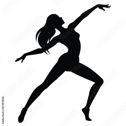 Elegant dancer in motion silhouette black