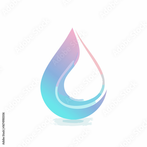 Abstract pastel water drop design, gradient colors, stylized teardrop shape.