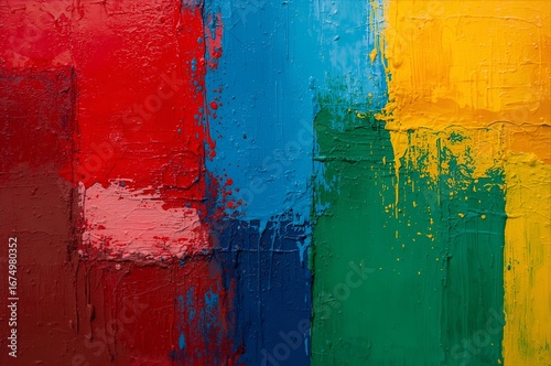 Vibrant Abstract Expressionist Painting with Bold Color Strokes and Texture