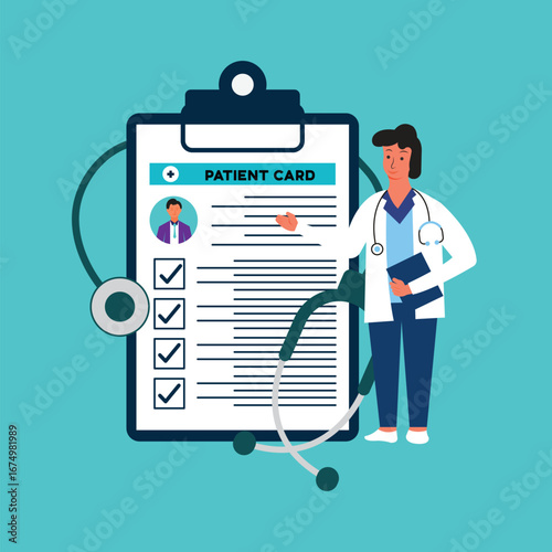 Medical clipboard with stethoscope to checkup patient's health. Healthcare report with prescription from doctor