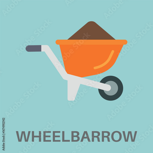 Wheelbarrow Simple Style Flat Design Icon
