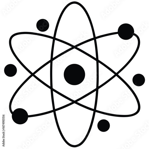 Atomic structure diagram black and white science physics