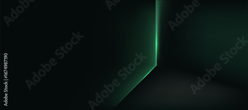 Green and dark abstract geometric luxury background vector. Social ads banner or Landing page.