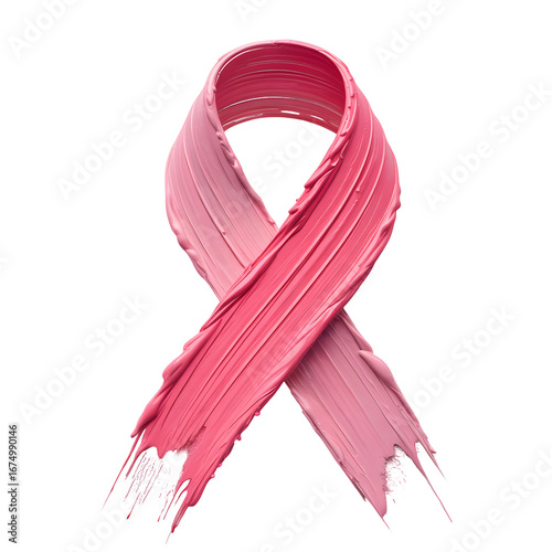 Pink ribbon symbol of breast cancer awareness isolated on transparent background