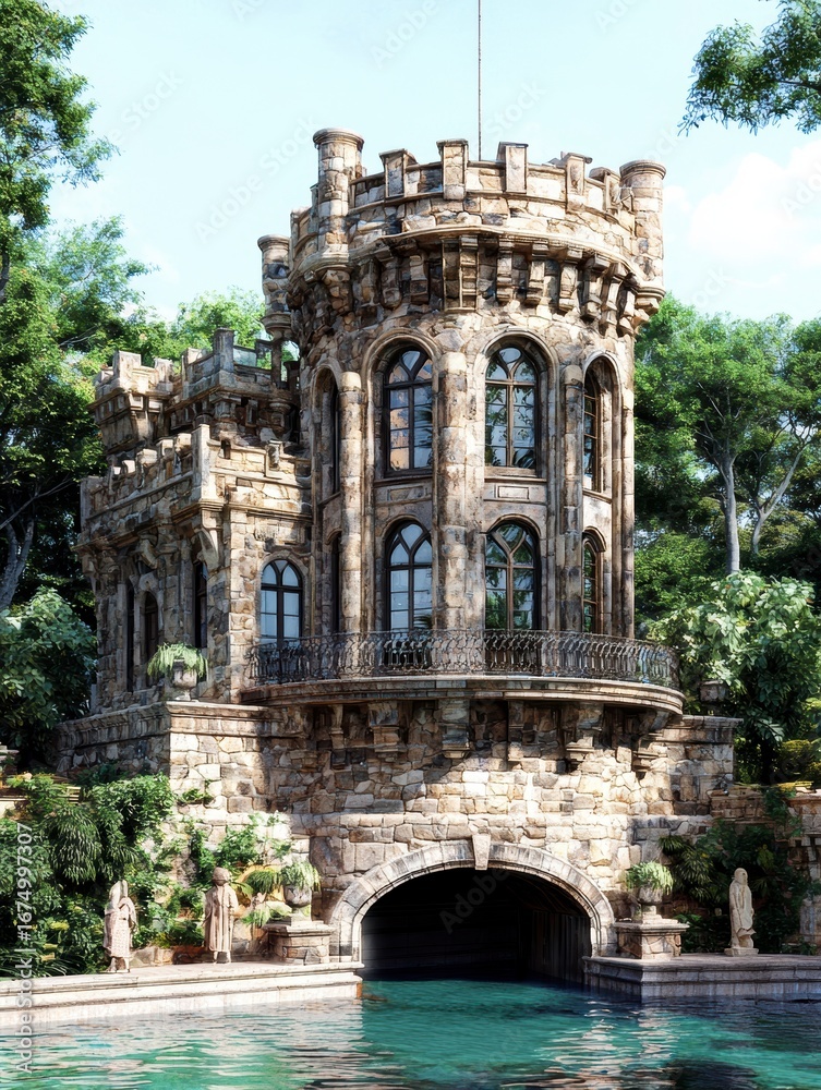 Fototapeta premium Stone Castle on the Lake.