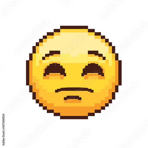 Pixel art emoticon expressing disappointment or mild sadness.