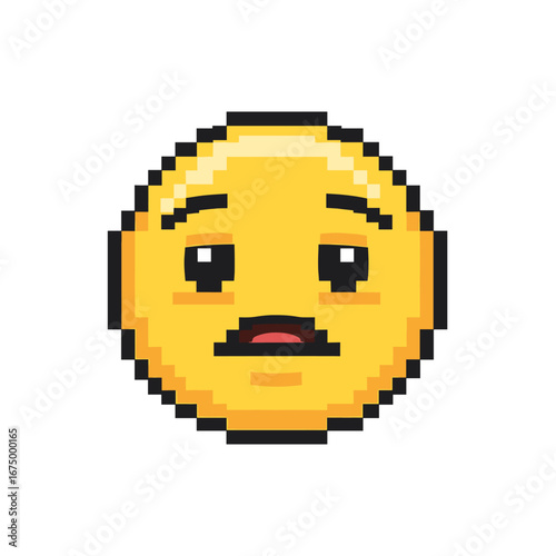 A pixelated yellow emoji depicting a face expressing sadness and concern.