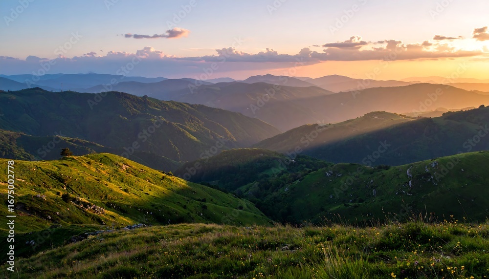 Obraz premium Golden Hills at Sunset