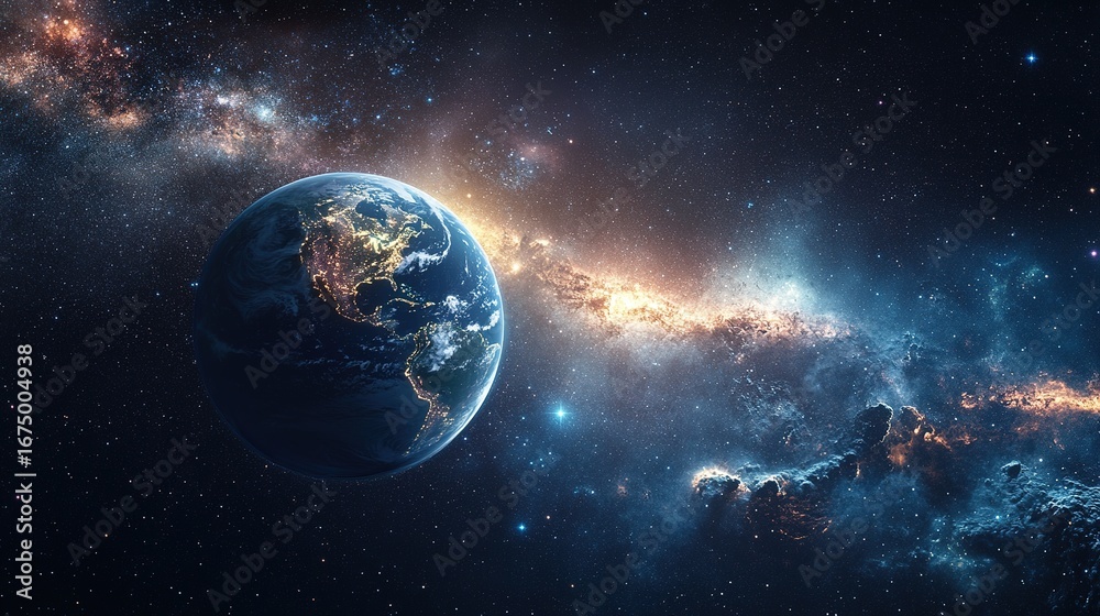 Naklejka premium High-resolution_cinematic shot of glowing Earth