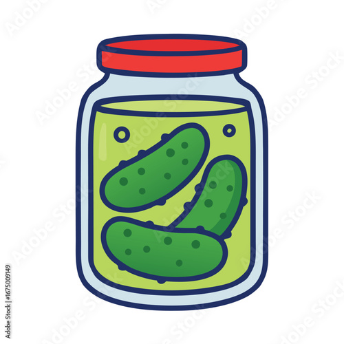 Pickle Jar with Cucumbers Vector Illustration