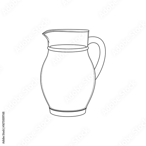 Simple outline jug illustration. Minimalist pitcher drawing for kitchen, restaurant, and culinary design. Vector line art.