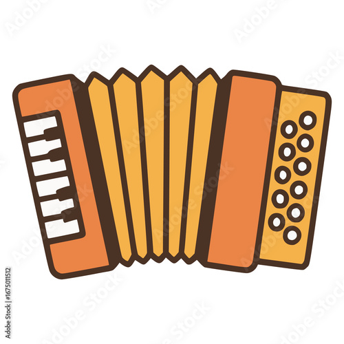 accordion instrumental music flat color vector illustration template design