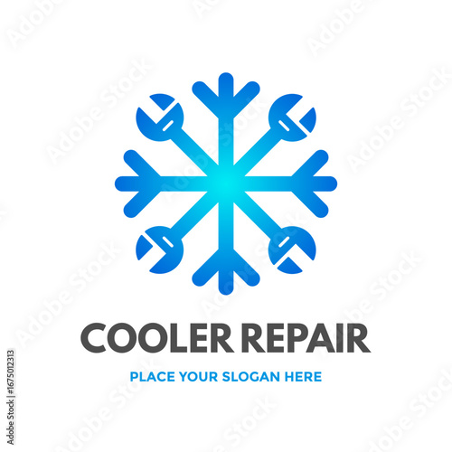 A modern logo featuring a snowflake, symbolizing repair and maintenance services for air conditioning, cooling systems, or refrigeration appliances.