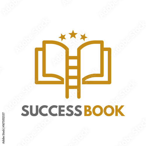 Success Book logo, ideal for educational institutions, publishing houses, or personal development coaches. Represents knowledge as a key to success. Clean vector design.