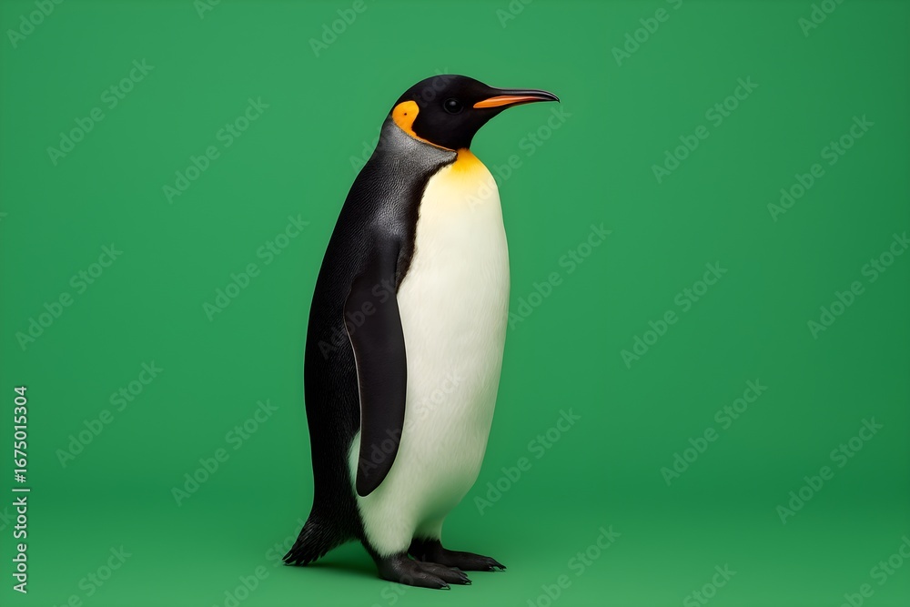 Fototapeta premium Emperor Penguin Standing on Green Screen Background