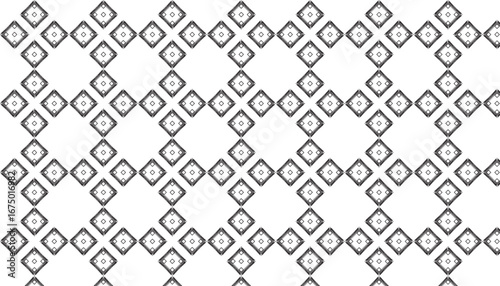Abstract black and white geometric pattern with repeating diamond shapes arranged on a white background.
