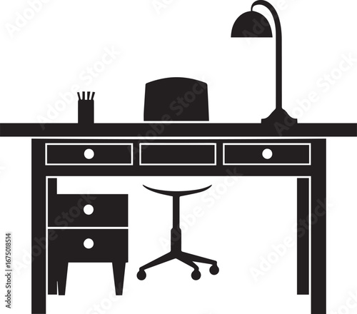 office table icon black vector illustration