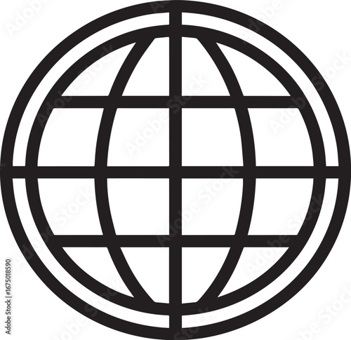 globe linear icon black vector illustration