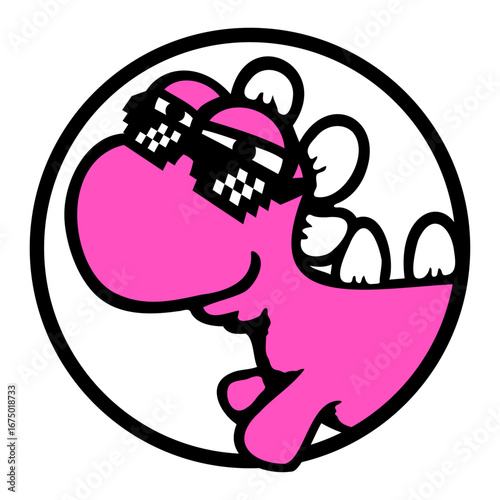 Cool Dino Stegosaurus Sunglasses Pixel Retro Style Dinosaur