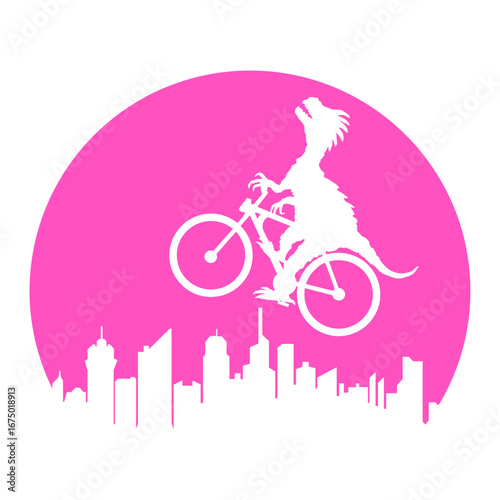 Flying Velociraptor Night Moon City Bicycle Bike Tour Rider Raptor