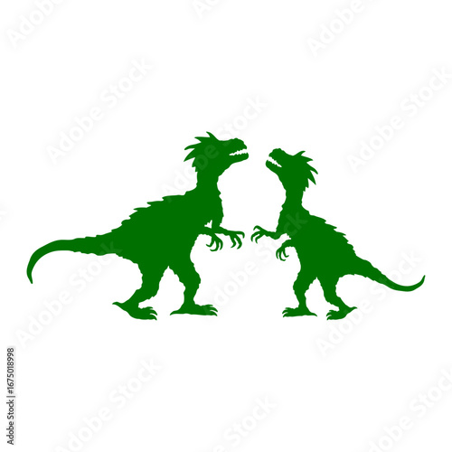 2 Velociraptor Raptor Dinosaur Silhouette Feathers Bird Dino Dangerous Team Friends