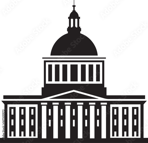 Simple black government building icon icon black vector illustration