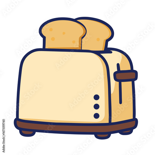 Electric Toaster with Toasted Bread Vector Illustration