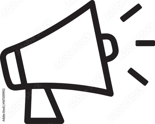 simple vector image, black and white, megaphone, outline, white background icon black vector illustration