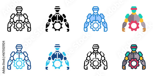 Robotics Exoskeleton icon set multiple style collection 

