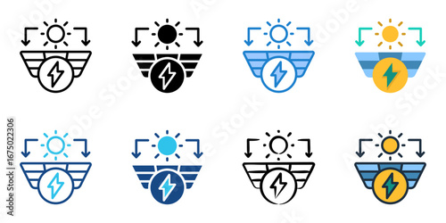 Solar Energy icon set multiple style collection 
