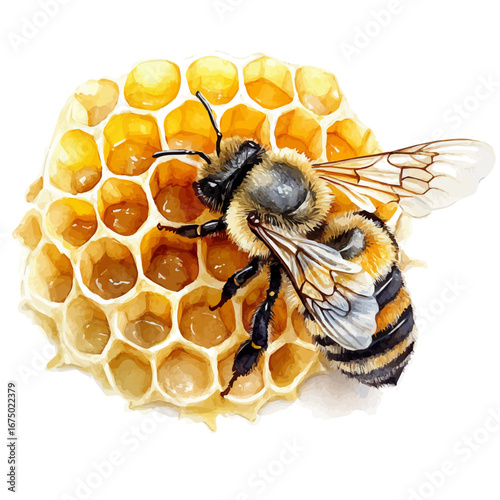 Beehive, watercolor drawing vector, isolated on a white background.