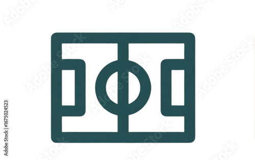 Abstract linear icon representing a football or soccer pitch, perfect for sports branding, mobile app interfaces, or game-related design concepts and athletic themes