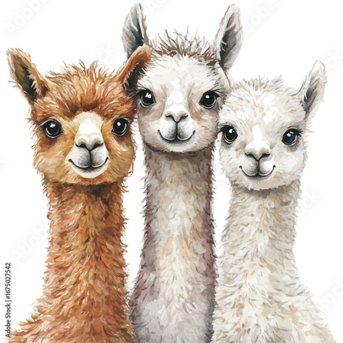 watercolor vector of Baby Animals, isolated on a white background.