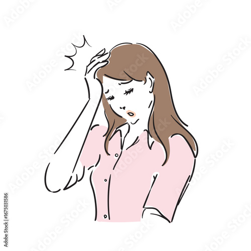 体調不良の若い女性　頭痛