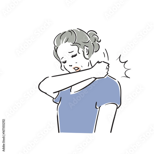 体調不良のシニア大人女性　肩こり