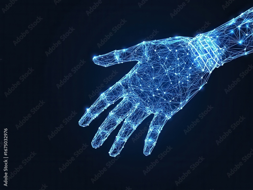 Fototapeta premium Digital hand, glowing network