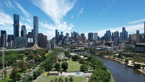 Melbourne city in Australia view from above