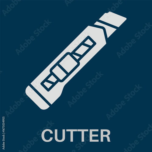 Cutter Simple White Silhouette Glyphs Style Design Icon
