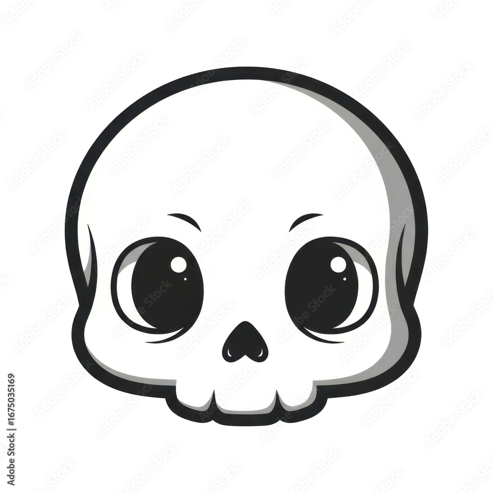Fototapeta premium Cute Cartoon Skull Character with Big Eyes and Playful Expression