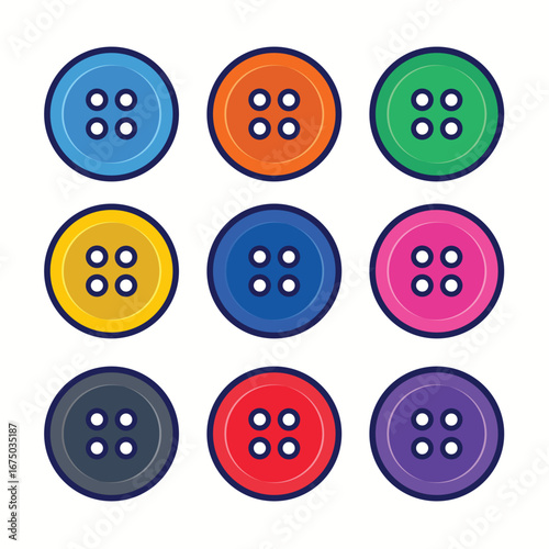 Colorful Sewing Buttons Vector Illustration