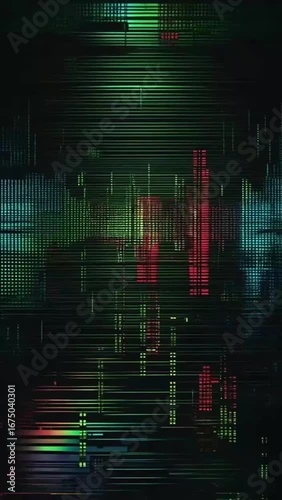 Hypnotic analog TV with static noise. Cyberpunk background with glitches. Abstract digital distortion and signal interference. Seamless loop.