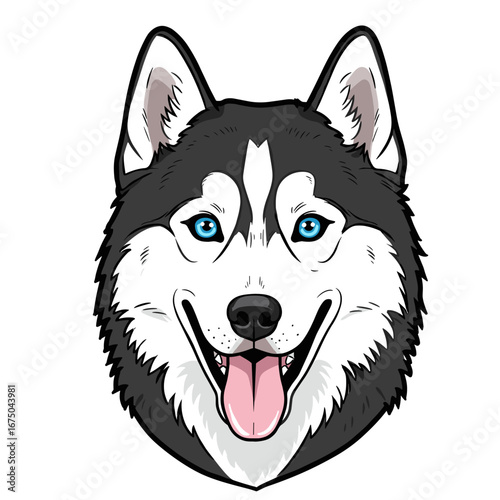 Adorable Husky Dog with Striking Blue Eyes and Playful Smile