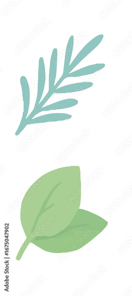Naklejka premium Soft-colored botanical leaves and branch illustration.