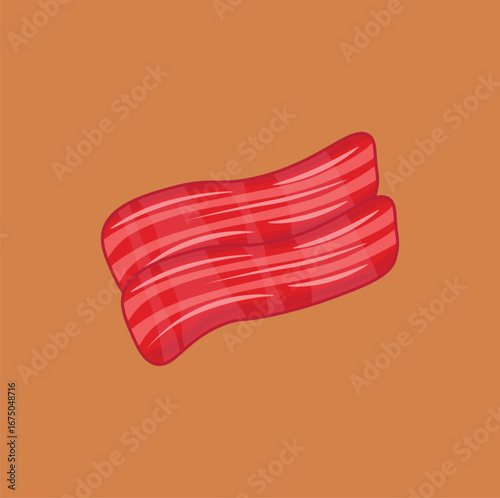 illustration of beef slices used for barbecue, cute boiled food in cartoon style