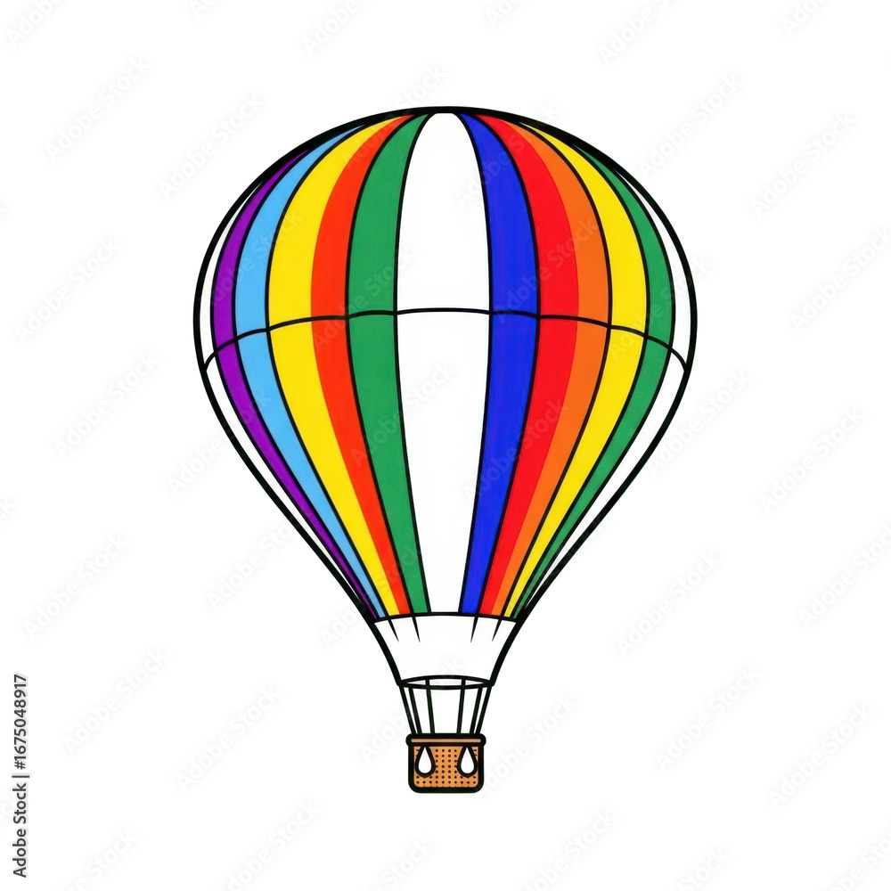 Fototapeta premium Colorful Hot Air Balloon Flying in a Clear Sky During Daytime