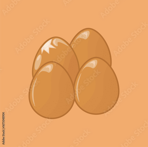 illustration of chicken egg, boiled egg with its shell, cute in cartoon style