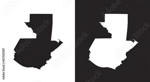 Modern Guatemala Map Silhouette in Black and White Style
