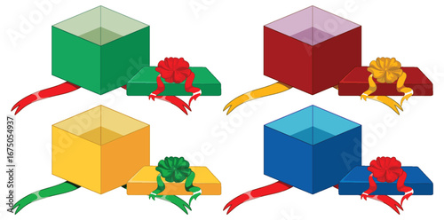 Colorful Open Gift Boxes With Decorative Ribbons