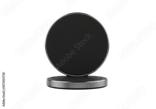 Black Circular Stand with Smooth Surface for Product Presentation on Transparent Background