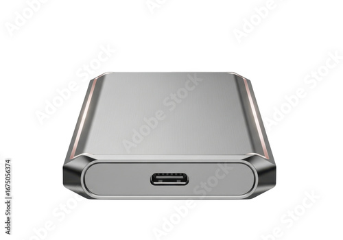 Sleek Silver USB Connector with Modern Design and Transparent Background